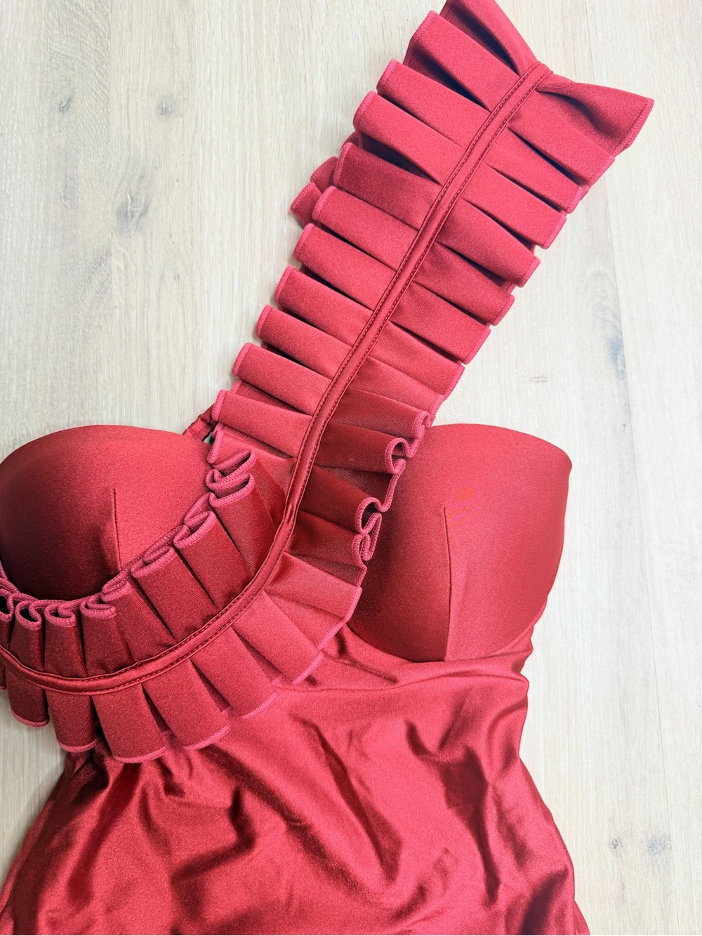 NWT ✨ ANDREA IYAMAH Wine Red One Piece Architecture Swimsuit Sz Small - Picture 2 of 6